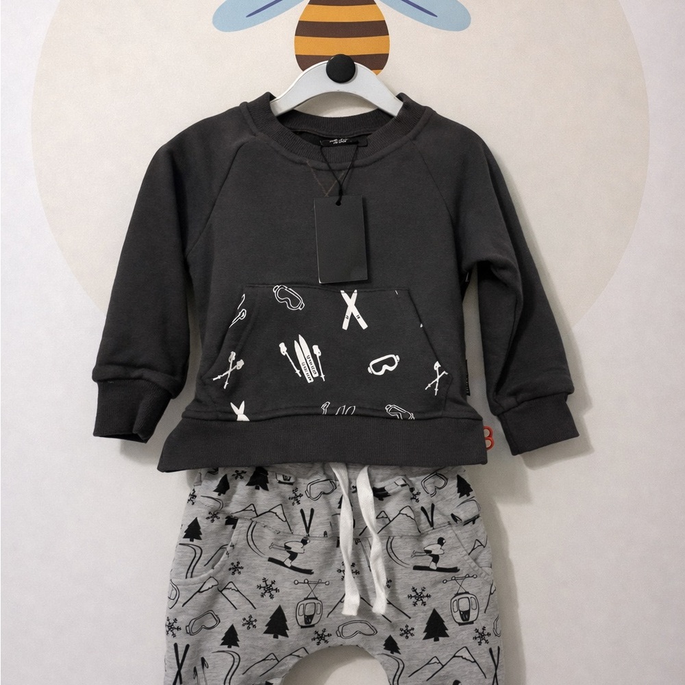 Little Bipsy Charcoal Sweatshirt Ski Pattern